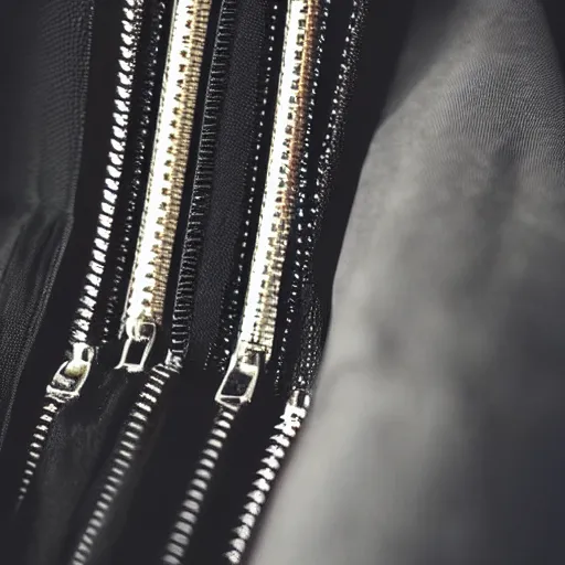 Image similar to a close up on a zipper ripping a black dress