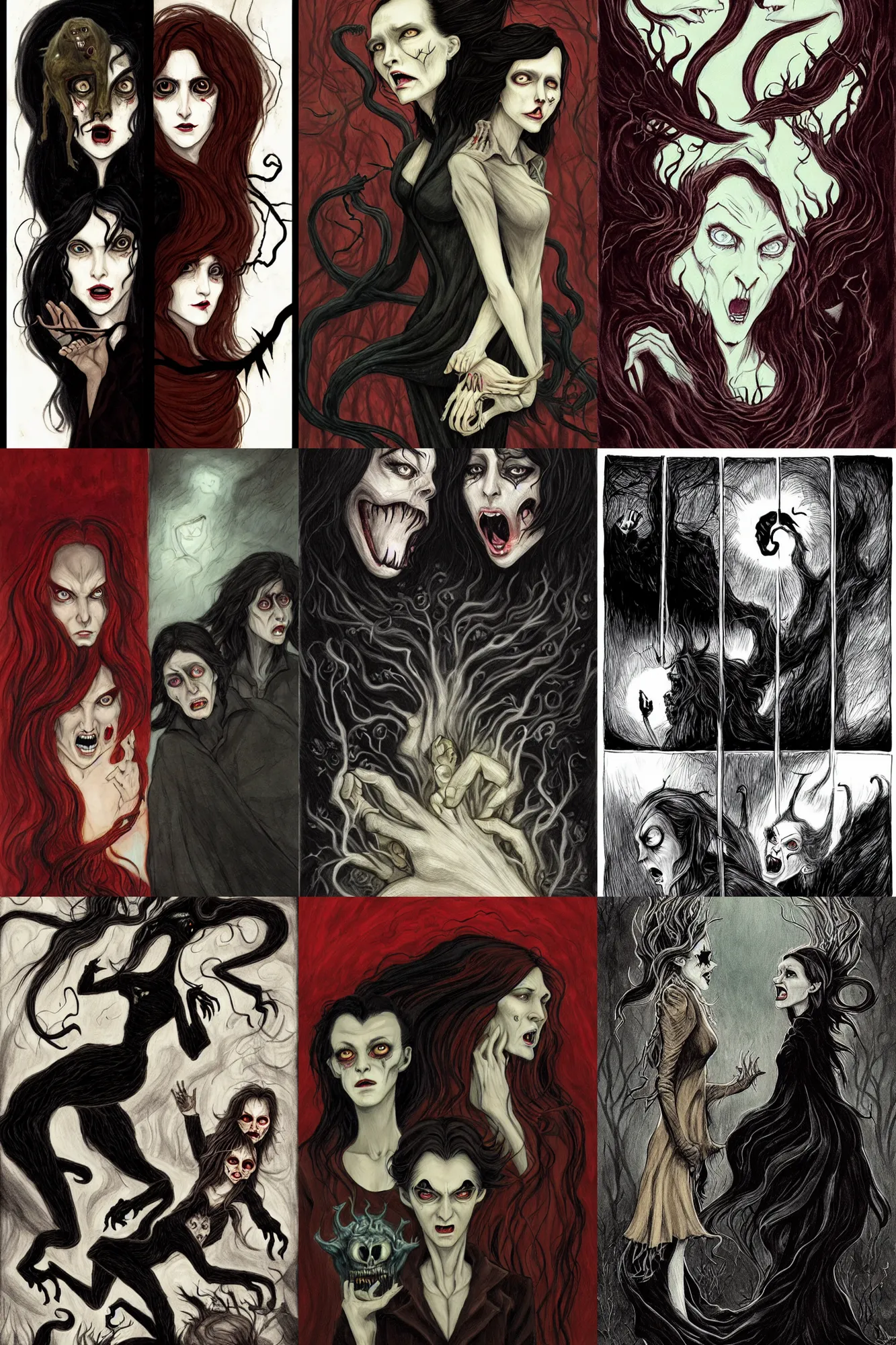 Prompt: A roar in the night, a beat of a heart, and suddenly you're faced by a medial entity of death and sin. Two blazing eyes stare at you with an infernal madness, and another roar escapes from its fetid mouth in a fit of rage, oil canvas art by Abigail Larson, Diana Levin, Iren Horrors, Lenka Šimečková and Lenka Šimečková 8k, ultra realistic , lens flare, atmosphere, glow, detailed,intricate, full of colour, cinematic lighting, trending on artstation, 4k, hyperrealistic, focused, extreme details,unreal engine 5, cinematic, masterpiece