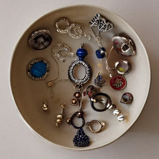 Image similar to a bowl with jewellery in it