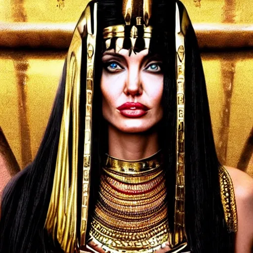 Image similar to an amazing award winning photo of angelina jolie as cleopatra