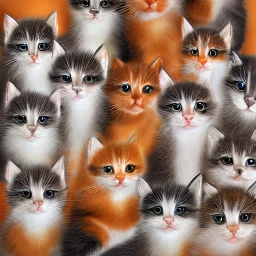 Prompt: traffic jam of kittens, digital art