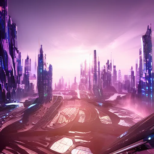 Image similar to Futuristic Cyber City Landscape, Unsplash, Shutterstock, Photorealism