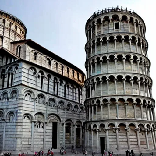 Image similar to a demolished and ruined leaning tower of pisa