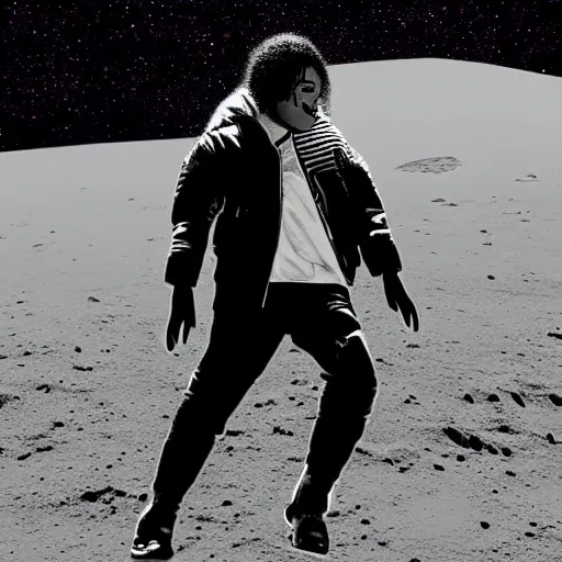 Prompt: michael jackson moonwalking on the moon, detailed digital art