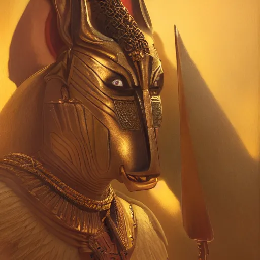 Image similar to portrait of anubis, intricate artwork, concept art, octane render, deviantart, cinematic, key art, hyperrealism, iridescent accents, portrait photograph, nikon 3 5 mm, photograph by greg rutkowski