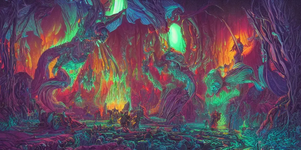 Image similar to list of colouring pages from the otherworldly fantasy items book, glowing lights, epic fantasy, colorfully, detailed illustration, digital art, highly saturated colors, overdetailed art, concept art, detailed illustration, hd, 4 k, digital art, greg rutkowski, dan mumford, trending on artstation