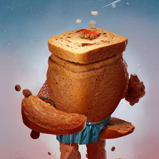 Image similar to portrait of mr viking cinnamon toast, bread type pokemon, strong pixar wheat bread warrior, volumetric lighting, dynamic composition, art by sachin teng and sergey kolesov and ruan jia and heng z, scifi, fantasy, hyper detailed, ultra realistic, sharp focus, wildlife photography, national geographic, octane render, concept art