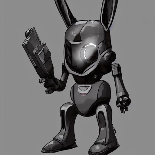 Prompt: rabbit robot in the style of alekzander zagorulko artstation