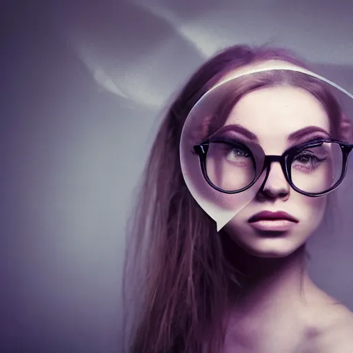 Prompt: surreal photography of beautiful female model portrait with four eyes, photography, cinematic, film still