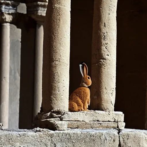 Image similar to a rabbit inside a byzantine temple