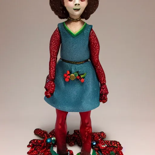 Image similar to New Margaret Le Van Alley Cats statuette, wearing festive clothing, full body render, museum quality photo