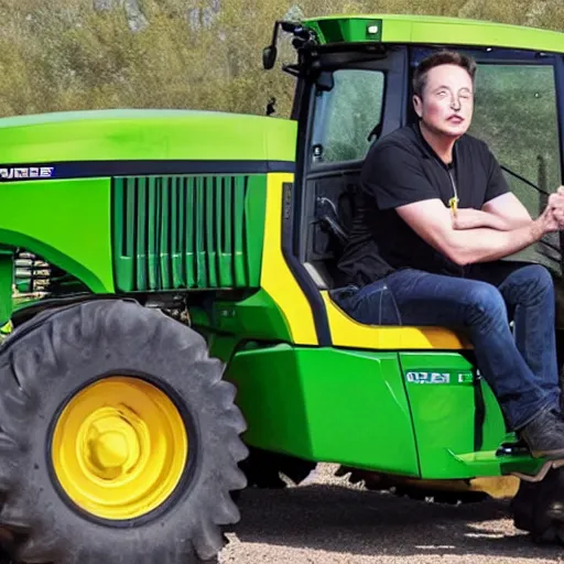 Image similar to elon musk in a john deere