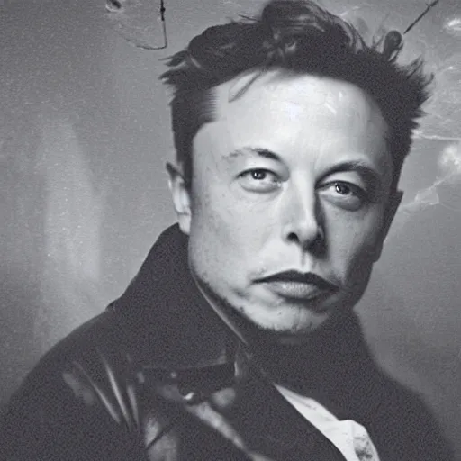 Prompt: elon musk as a ghost photography with bulbous ectoplasm, daguerreotype