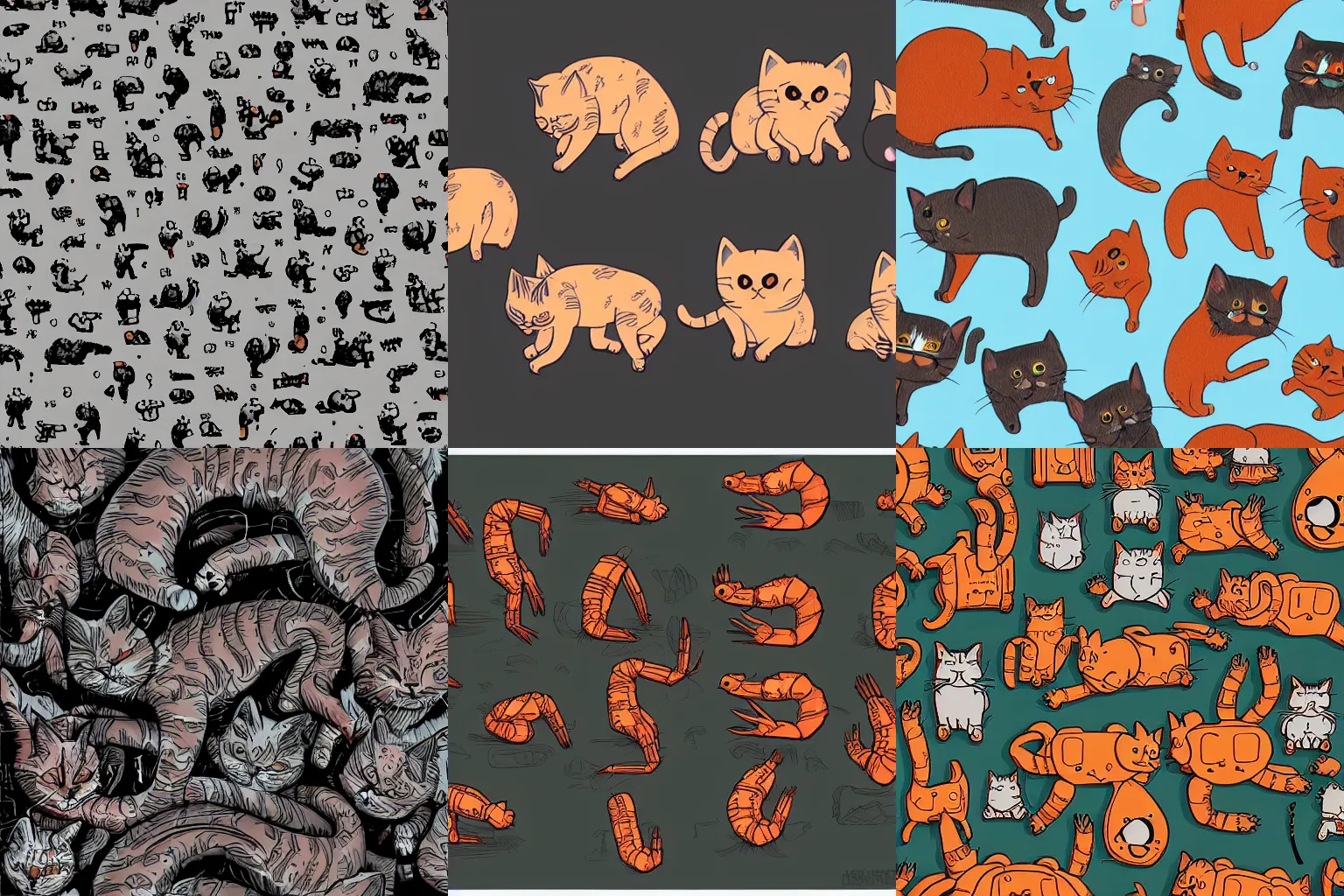 Prompt: cat magnets, in the style of ghostshrimp and deathburger and laurie greasley, highly detailed, 8k wallpaper