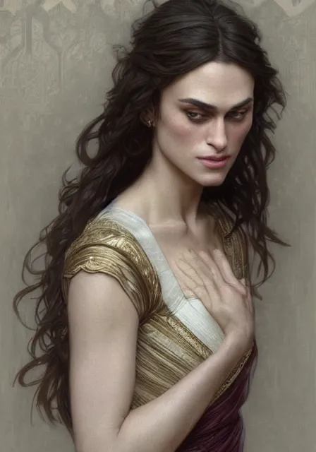 Image similar to sersei lannister keira knightley, intricate, elegant, highly detailed, digital painting, artstation, concept art, smooth, sharp focus, illustration, art by artgerm and greg rutkowski and alphonse mucha and william - adolphe bouguereau