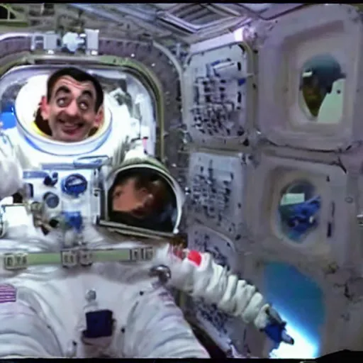 Image similar to Mr Bean's hilarious hijinx on the international space station