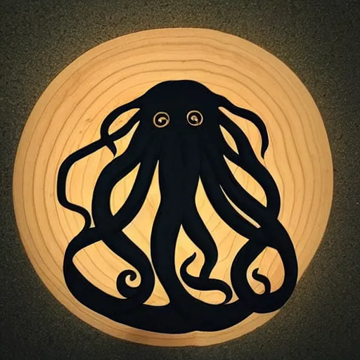 Prompt: “layered wooden silhouette of a kraken”