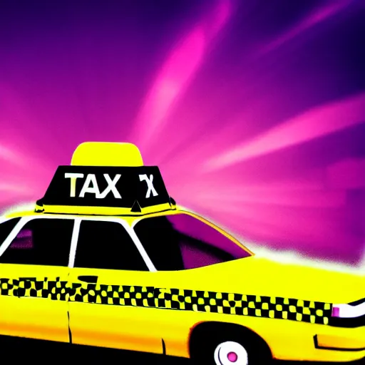 Image similar to taxi, vaporwave