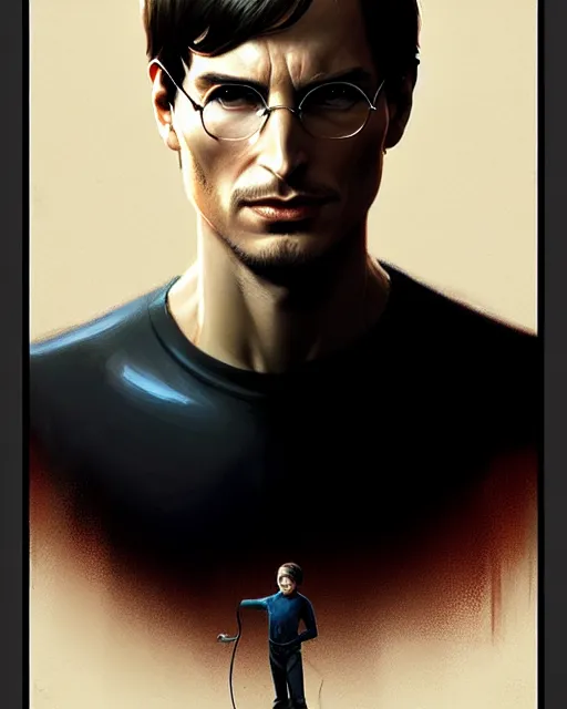 Image similar to young steve jobs making an impression, pulp character portrait, ultra realistic, concept art, intricate details, highly detailed by greg rutkowski, gaston bussiere, craig mullins, simon bisley