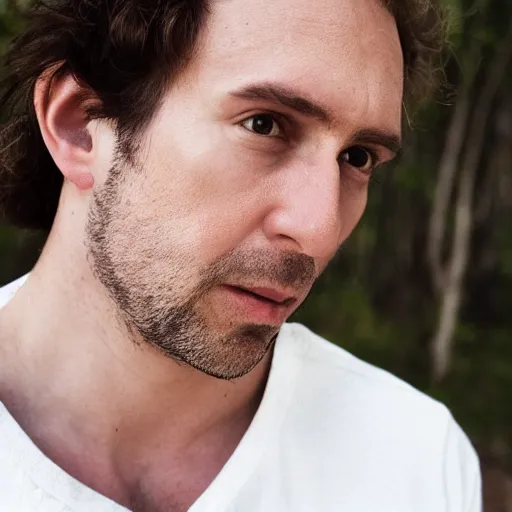 Image similar to portrait of a beautiful white Colombian male with brown hair By Emmanuel Lubezki