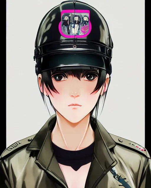 Image similar to police officer girl very very anime!!! fine face, audrey plaza, realistic shaded perfect face, fine details. anime. realistic shaded lighting cyberpunk futuristic neon tattoos styled hair reflective puffy sheen film jacket decorated poster by ilya kuvshinov katsuhiro otomo ghost in the shell magali villeneuve artgerm jeremy lipkin michael garmash rob rey