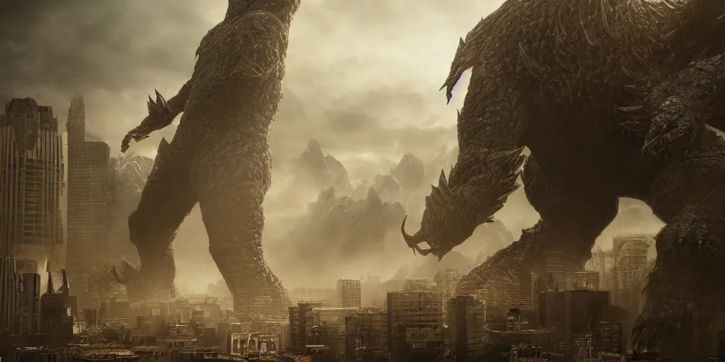 Prompt: Kaiju towering above Beograde, concept art, dramatic lighting, trending on artstation, 4k, hyperrealistic, focused, extreme details,unreal engine 5, cinematic, masterpiece