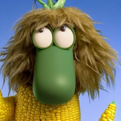 Image similar to a photoreal image of the character Doug from the tv show Doug as anthropomorphic corn.