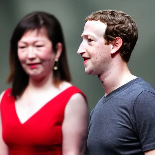 Image similar to mark zuckerberg wearing a red dress