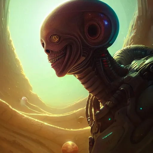 Image similar to highly detailed portrait from a male alien, extraterrestrial, aquatic, stephen bliss, unreal engine, fantasy art by greg rutkowski, loish, rhads, ferdinand knab, makoto shinkai and lois van baarle, ilya kuvshinov, rossdraws, tom bagshaw, global illumination, radiant light, detailed and intricate environment