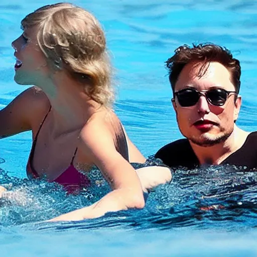 Image similar to taylor swift swim with elon musk