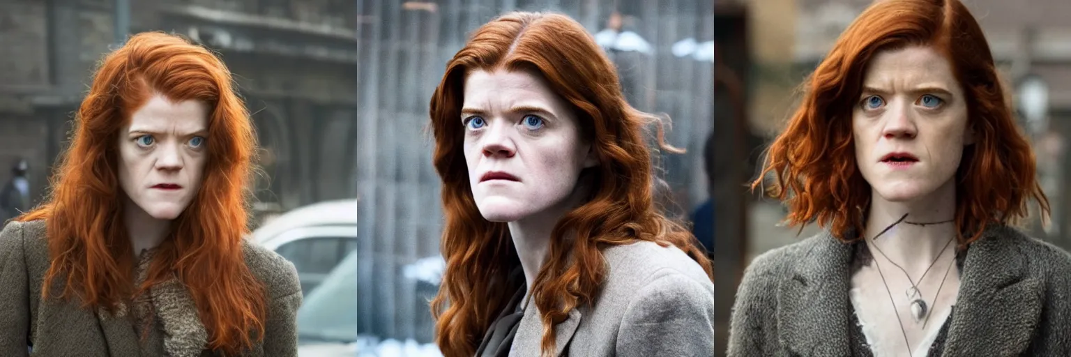 Prompt: close-up of Rose Leslie as a detective in a movie directed by Christopher Nolan, movie still frame, promotional image, imax 70 mm footage