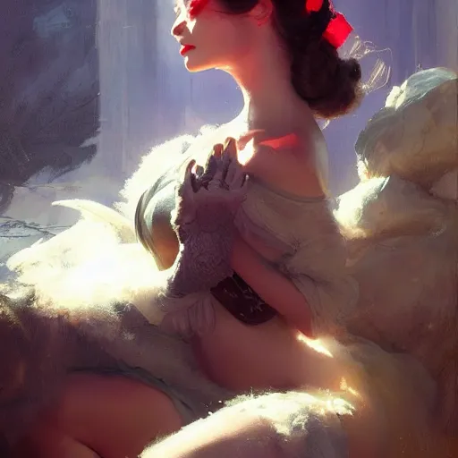 Image similar to 💃🐸❄, trending on artstation, greg rutkowski, gaston brussiere, gil elvgren, ruan jia, huang guangjian, high quality, beautiful