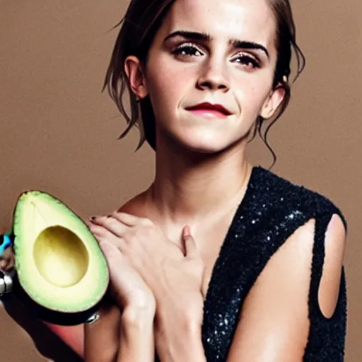 Image similar to emma watson as an avocado chair