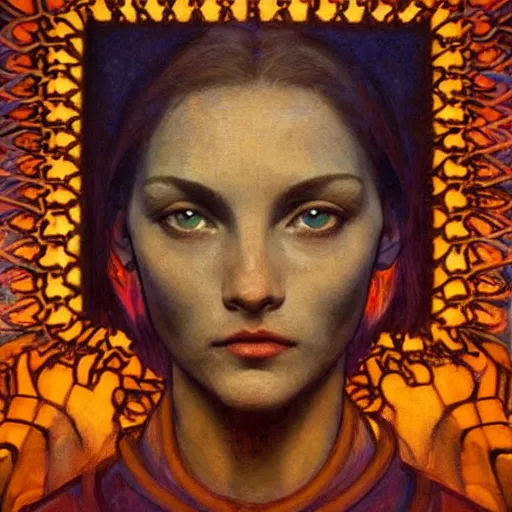 Image similar to Extreamly beautiful Eyes, Hypnotic Eyes, Emotional Eyes, by Annie Swynnerton and Nicholas Roerich and jean delville, glowing paper lanterns, strong dramatic cinematic lighting , ornate tiled architecture, lost civilizations, smooth, sharp focus, extremely detailed