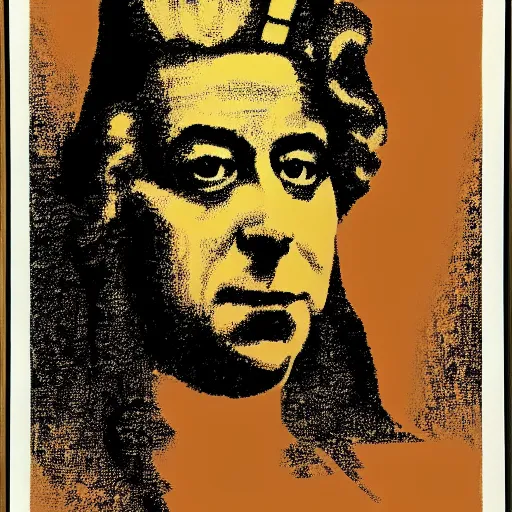 Image similar to individual king george iii silk screen portrait banksy style