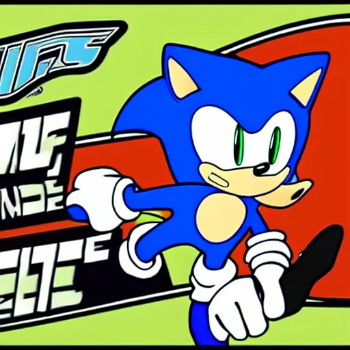Prompt: sonic the hedgehog in the style of a gta 5 loading screen