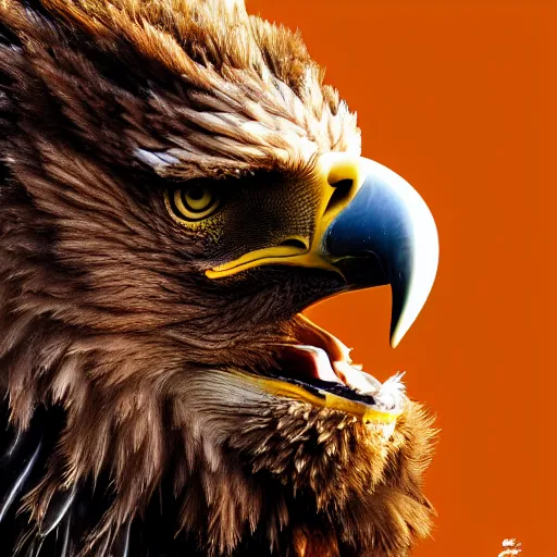 Image similar to profile of an eagle lion!! hybrid, bold natural colors, masterpiece, trending on artstation, photograph