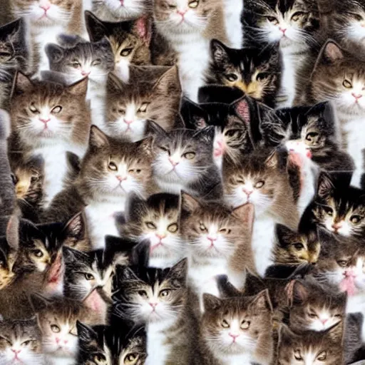 Prompt: drowning in a sea of kitties