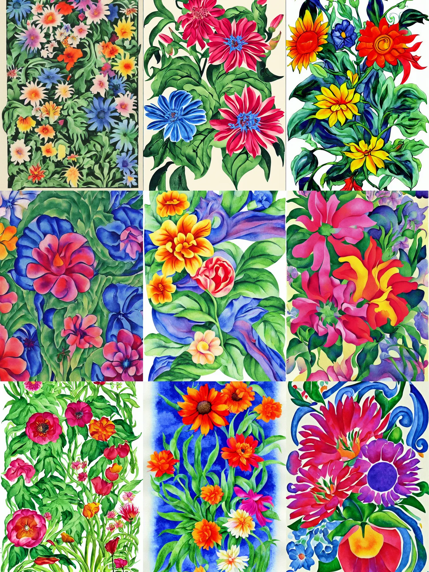 Prompt: clipart borders, floral, decoration, border art, watercolor, style of georgia o'keeffe