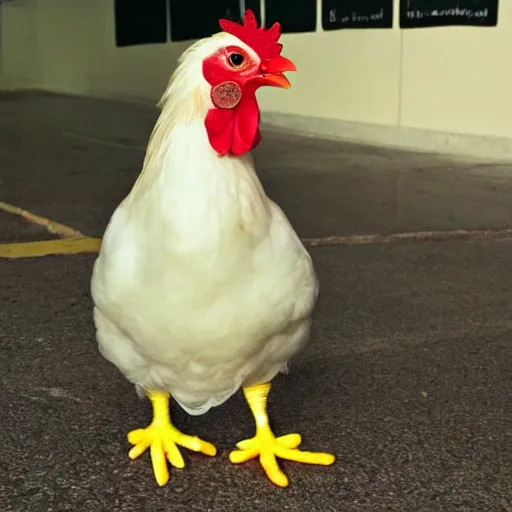 Image similar to photo of a cute chicken dressed as a prisioner