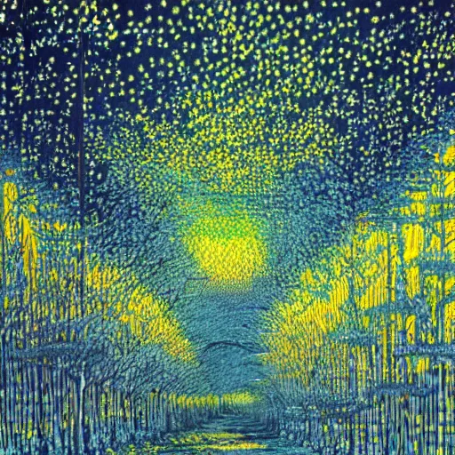 Image similar to the forest of fireflies, beautiful work of art where hotarubi appears