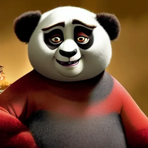 Prompt: Helena Bonham Carter as Po from Kung Fu Panda