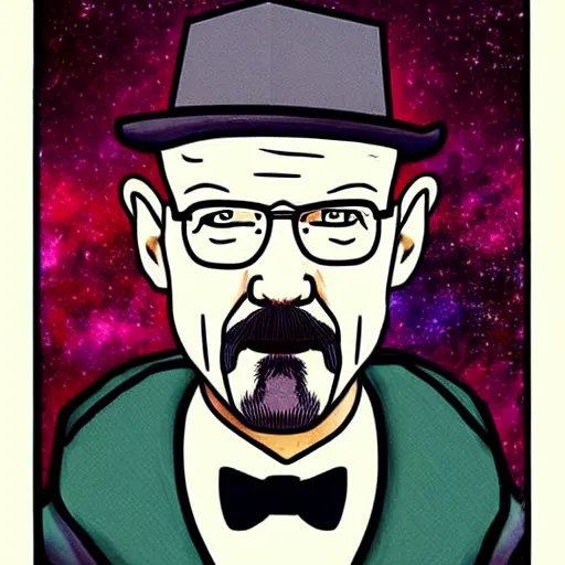 Image similar to tarot card with picture of walter white as heisenberg, photorealistic,