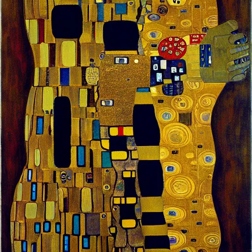 Image similar to A very detailed oil painting of a huge spaceship by Gustav Klimt