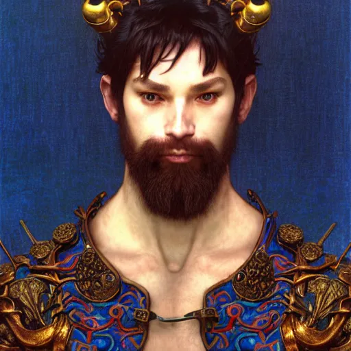 Prompt: half length portrait of a medieval fantasy anthropomorphic male blue dragon with electrcity magic, fantasy, d & d, high details, art by ( ( ( kuvshinov ilya ) ) ) and wayne barlowe and gustav klimt and artgerm and wlop and william - adolphe bouguereau