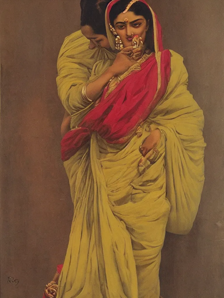 Image similar to painting by raja ravi verma