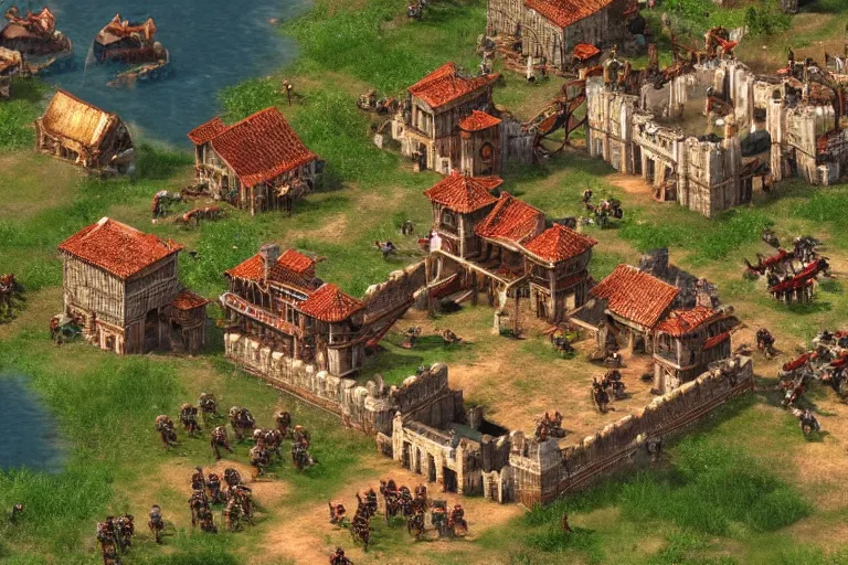 Prompt: a screenshot of age of empires the rise of rome, highly - detailed, remastered, 8 k, realistic, unreal engine 5, light effect, magnificent