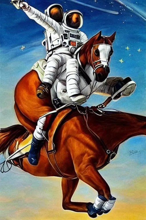 Image similar to astronaut riding horse, upside down