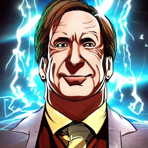 Prompt: portrait of saul goodman as the master of the electricity element, anime fantasy illustration by tomoyuki yamasaki, kyoto studio, madhouse, ufotable, trending on artstation