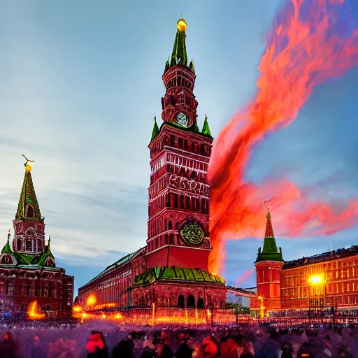 big detailed bomb falling on Red Square in Moscow, | Stable